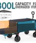 300L Heavy Duty Foldable Wagon With Tailgate And All Terrain Wheels, showing 300L capacity and oversized design