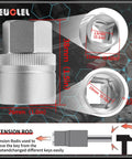22 Piece Wheel Lock Nut Key Kit For BMW Vehicles showing socket dimensions and extension rod details