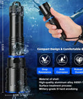 Compact Beast 1000 Lumen Rechargeable LED Dive Light being held underwater, showing size and features for scuba and snorkeling use.