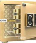 Rock Solid Electronic Home Safe With Alarm For Wall Or Cabinet Anti Theft Steel Construction Medium 25 Cm Gold Finish with open door showing interior