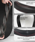Custom Fit Steering Wheel Cover For Tesla Cybertruck 2024 Plus Genuine Whole Cowhide Leather showing anti-slip rubber inner ring and seamless design.