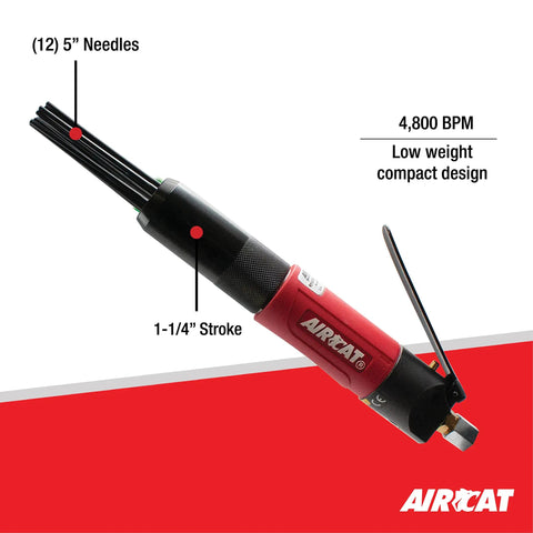 Image of 6390 Compact Needle Scaler With Four Thousand Eight Hundred BPM And One And A Quarter Inch Stroke For Quick Paint And Rust Removal.