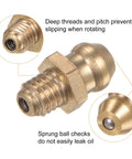 15 Piece Brass Straight Grease Fitting Kit With M5x0.8mm Metric Thread for Cars and Trucks, close-up on thread and nipple