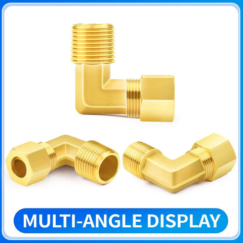 Brass compression elbow fittings 5/8 in OD x 1/2 in NPT male, 90-degree, 2-pack