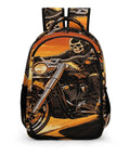Sunset Rider Printed Unisex Backpack With Large Capacity, Durable Polyester, Breathable Design, features motorcycle skull print