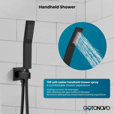 Top Shelf Matte Black Ceiling Mount Shower System With Rock Solid Brass Valve And Slick Handheld Sprayer Game Changing 12 Inch Ultra Thin Rain Head For Upscale Bathroom Makeovers