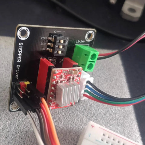 Close-up of Two Pack 42 Stepper Motor Driver Expansion Boards For 3D Printers DRV8825 A4988 Compatible Shield Module on grey surface