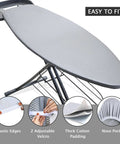 Extra Wide Ironing Board Cover And Pad For 49 By 18 Inch Boards, silicone coated, elastic edges, adjustable velcro, nose pocket.
