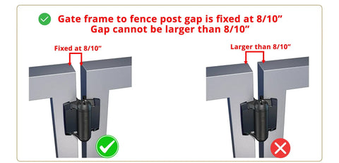 Workhorse Heavy Duty Gate Hinges With No Sweat Tension Adjustment For Pool Safety And High Traffic Fences showing proper gap alignment.