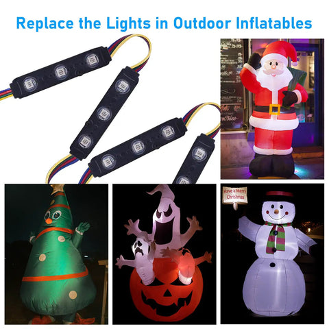 Lit RGB Window Lights For Storefronts 12V Waterproof LED Modules with inflatables in festive outdoor settings