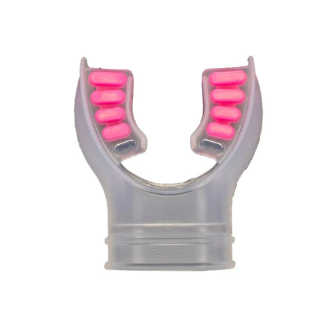 Clear Silicone Snorkel Mouthpiece Replacement For Regulators And Snorkels, Universal Fit, Soft Comfort, Durable Build, Secure Seal, Includes Regulator Tie With Color Tab, Pink.