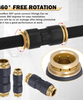 DOT Go-To Air Line Fittings Set With Quick Connect And Push Lock, brass and plastic unions, 360-degree rotation feature