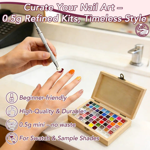 Mini Patting Gel Nail Kit With 57 Colors Ombre Gradient Gel Polish Palette for UV LED cured nails on a counter