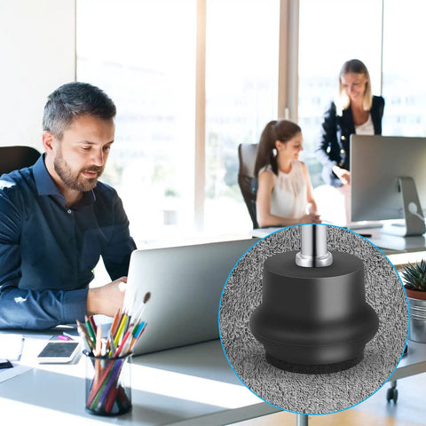Game Changing Office Chair Bell Glide Casters Set Of Five Heavy Duty Fixed Feet Wheels Up To 1000 Pounds Drop Dead Silent Floor Savers For Desk Setup No Sweat Rolling mounted on a carpeted floor.