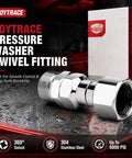Pro Grade M22 14mm Pressure Washer Swivel Fittings 2 Pack Universal Hose And Gun Connection 304 Stainless Steel Heavy Duty Industrial Strength 5000 PSI Cold Forged Salt Spray Tested, 360° swivel fitting