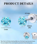 Skip The Itch With These Implant Grade G23 Titanium Screw Back Earrings featuring a 5mm Aqua CZ and 20G gauge design.