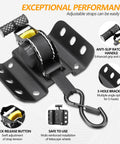 Ford F150 2015-2025 2 Pack Retractable Tie Down Straps with anti-slip ratchet handle and 3-hole brackets, black