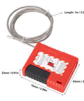 Lockout Cable Lock 1m Stainless Steel LOTO Lock with Warning Tags shown with dimensions, suitable for circuit breakers and valves.