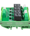 4 Channel Relay Module For Industrial Automation SPDT DIN Rail Mount 24V DC AC Interface Board front view
