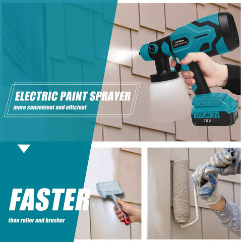 Cordless HVLP Paint Sprayer With Dual Nozzles And Three Spray Patterns For Furniture Cabinets Walls And Fence Staining 18V Battery Powered Not Included