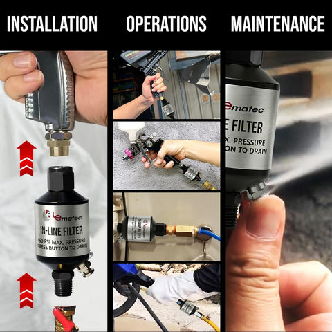 One Quarter Inch NPT Inline Water Separator For Air Compressors, Moisture Trap Filter installation and maintenance