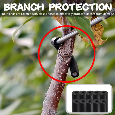 Fruit Tree Limb Spreader Set Of 20 7 Inch Branch Puller With Plastic Hose Wrapped Iron Wire shown on tree branch