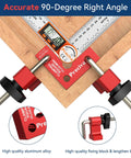 90 Degree Mini Positioning Squares Set of 2 in Red Aluminum Alloy Right Angle Clamps for Picture Frames Cabinets Drawers