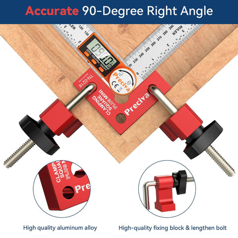 90 Degree Mini Positioning Squares Set of 2 in Red Aluminum Alloy Right Angle Clamps for Picture Frames Cabinets Drawers