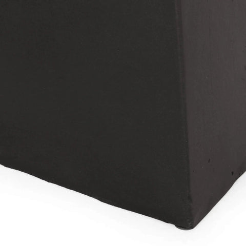 Close-up of Jack Outdoor Modern Side Table in Matte Black with Lightweight Concrete Build.