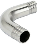 Lophtnix stainless steel 90-degree hose barb elbow, 2 inch barbs on both ends, side view