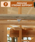 Heavy Duty 360 Degree Rotating Swing Hangers Set Stainless Steel Ceiling Hooks For Rock Solid Support And Easy Installation Ideal For Indoor Outdoor Suspended Items And Swing Hardware. Stainless steel hook mounted on wooden beam, strong support