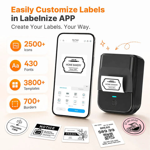 Straight Up Game Changer Label Printer Slick Chip Yields Crisp 203 Dpi Output Zero Ink Or Toner Drama Comes With Three Heavy Duty Tape Rolls For Lazy Weekend Organizing with customizable labels and smartphone app.