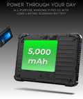 Heavy Duty Rugged Windows 11 Pro Tablet Featuring An Integrated Barcode Scanner All Day Juice And An Ironclad Exterior With 5000mAh battery.