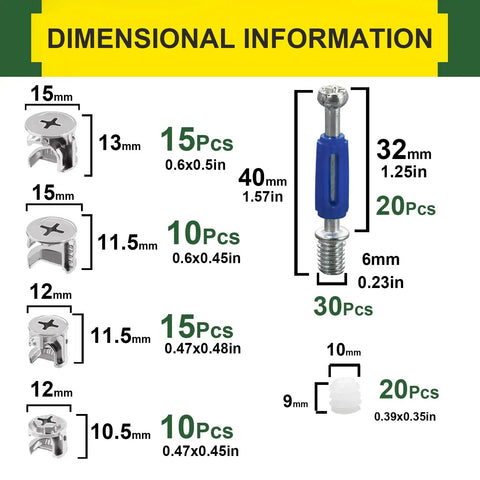 115 Piece Ironclad Cam Lock Hardware Kit With Eccentric Cam Nut And Quick Screws For No Stress Furniture Fix Perfect For Drawers Dressers And Cabinets Built Tough With Reliable One Hand Install Design