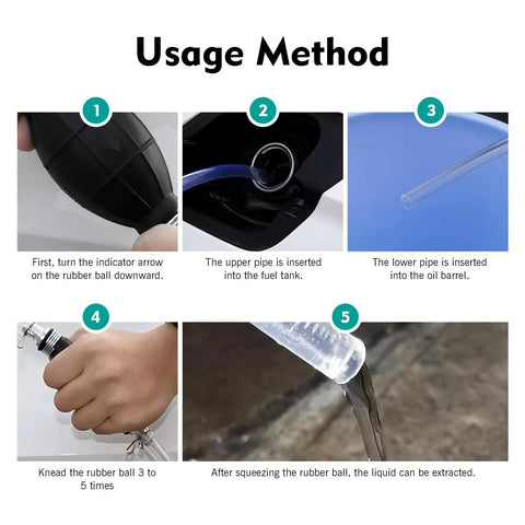 Instructional images showing usage method for Versatile 3/8 Inch 10 Mm Rubber Fuel Primer Bulb for your daily whip or marine rig