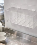Slick Acrylic Label Organizer With Split Dividers To Keep Ya Organized And Ditch The Clutter Clear Hinged Dispenser Box wall-mounted storage.