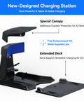 New-designed charging station for X2 Pro Auto Mapping Robot Lawn Mower with canopy and extended deck.
