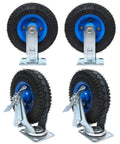 Tough As Nails Heavy Duty Industrial Casters With 8In And 10In Pneumatic Rubber Tires dual ball bearings and brakes.