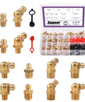 All In One SAE And Metric Brass Grease Nipple Kit With Caps 156 Pcs Hydraulic Fittings Set with assorted zerks and plastic caps