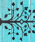 Kick Ass Wrought Iron Door Hinges With Glossy Black Powder Coating pattern on turquoise wood background.
