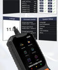 No Sweat OBD2 Diagnostic Scanner Tool That Resets Engine Trouble Codes Fast Reads Freeze Frame Data And Emissions Readiness showing device interface and buttons.