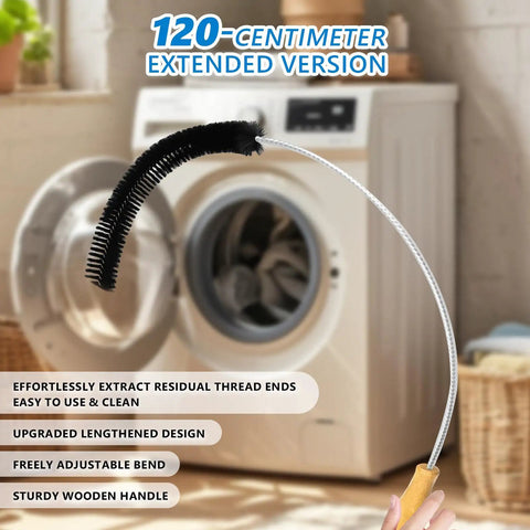 Extra Long 47.2 Inch Dryer Lint Brush Vent Cleaner Tool for Lint Trap Cleaning shown next to a laundry dryer