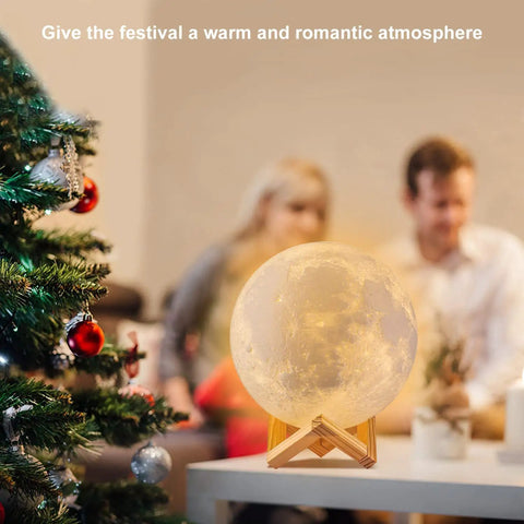 Dope Moon Lamp Night Light With Time Settings And Stand 3D Printed LED Moon 16 Color Modes for cozy holiday atmosphere by tree