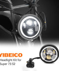 Headlight Kit For Super 73 S2 60W 8000LM LED Head Light Waterproof shown with rack and accessories for easy bolt-on fit