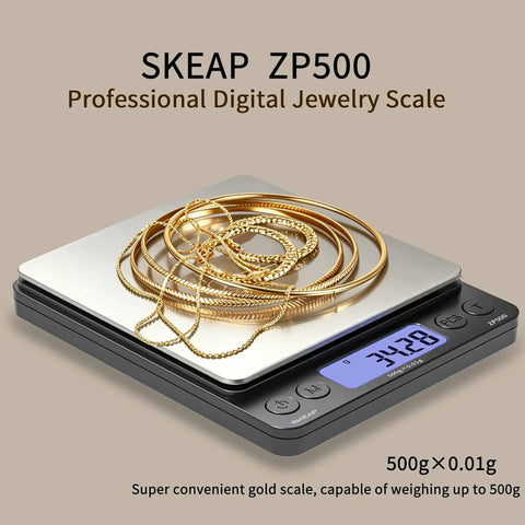 Digital Jewelry Scale 500 Gram By 0.01 Gram Precision For Jewelry, Gemstones And Coins With Backlit LCD Display and Tare Function