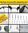 One Stop Magnetic Eyeglass Repair Kit With Magnetic Screws, 14 Sizes, 9 Nose Pads, Curved Tweezer, Precision Screwdriver Set