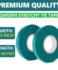 Two Pack 150 Ft Stretch Tie Tape Roll Half Inch Green Vinyl Garden Tie Tape For Plant Training And Staking Indoor Outdoor