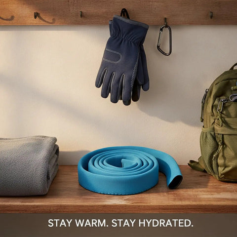 13 Inch Neoprene Style Hydration Hose Insulator Sleeve Thermal Cover for Backpack Water Bladders, blue color, on shelf