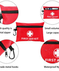 Compact 122 Piece Family First Aid Kit For Home Travel Camping Hiking Car School And Outdoor Adventures; red waterproof bag with metal zipper and hook