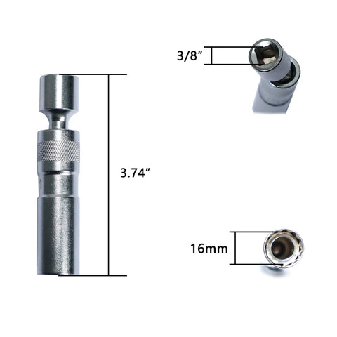 BMW 16mm Magnetic Thin Wall Spark Plug Socket With Extra Strong Magnet And Swivel Head For Easy Plugs Change Slim Reach For Tight Engine Bays Keeps Plugs From Dropping Pro Grade Automotive Tool, 3/8 in drive